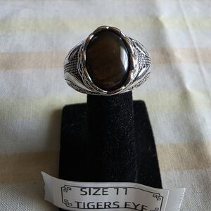 Men's Silver Ring with Tiger's Eye Stone